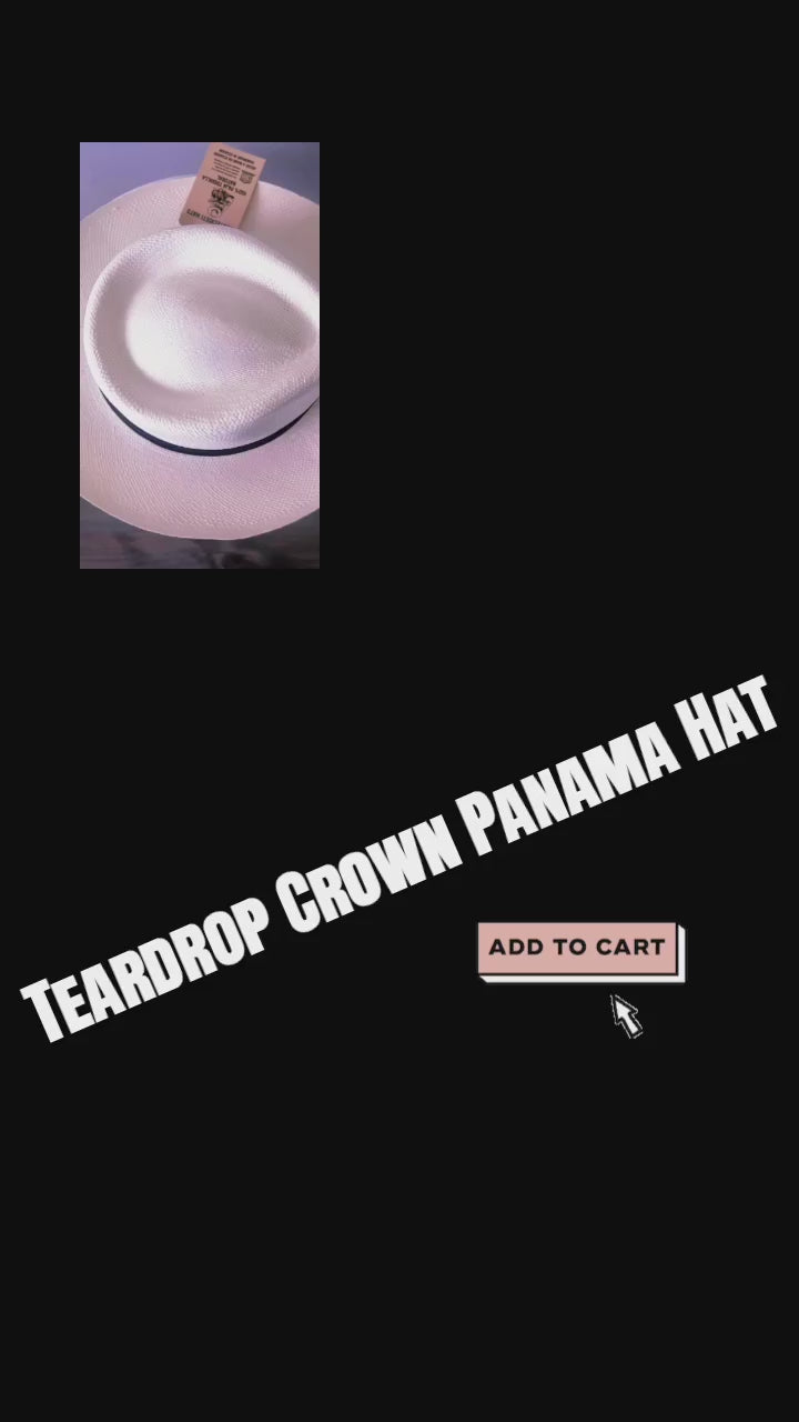 Teardrop Crown Panama Hat - Toquilla Straw Fedora